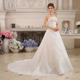 2018 Long Train Lace Wedding Dresses Princess Bride Plus Size Vintage Belt Ball Gown Wedding Free Shipping