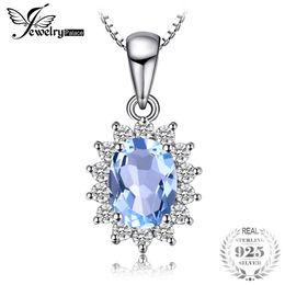 JewelryPalace Princess Diana 2.9ct Natural Blue Topaz Pendants Solid 925 Sterling Silver Charm Fashion Fine Jewellery For Women S18101308