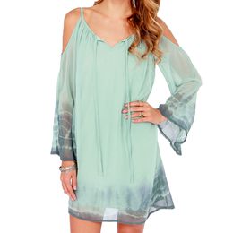 Summer Boho Dress Vintage Long Sleeve Print Chiffon Beach Casual Dress Plus Size Women Shirt Dress Clothing Vestidos S-2XL