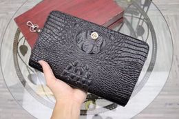 Leather Clutches Men Business purses Crocodile grain real leather single zippers top quality hardware Barginning prices on sale