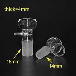 Cheap 4mm Thick Glass Bowl with 14mm 18mm male joint for silicone bong oil rig water pipe clear glass bowl Free Shipping