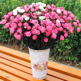 Pastoral style 15 Heads/Bouquet Roses with Silk flower heads Artificial flowers Fake Silk Flower For Wedding/Home Decoration