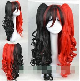 Free shipping++++Harley Quinn Black and red curly hair cosplay party wigs