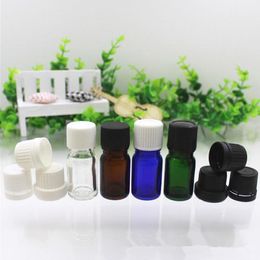 5ml Cobalt blue Mini glass essential oil bottle cosmetic glass packaging container with plastic lids LX2437