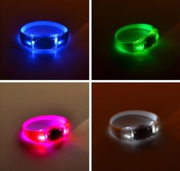 Led Flashing silicone Bracelet Light Up Bangle Wristband Strap Band Night Club Activity Party Bar Disco Christmas Gift FREE SHIPPING