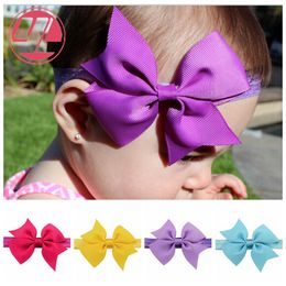 4" Baby Infant big Bow Headbands Grosgrain Ribbon Boutique Bows Headbands Girls Elastic Hairbands Hair Accessories Baby Headwear 20 Colours