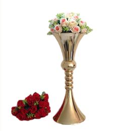 65cm height flower vase gold metal candle holder candle stand wedding Centrepiece event party road lead home decor 10 pcs/ lot