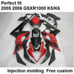 High quality fairings for Suzuki GSXR1000 2005 2006 red black injection molded fairing kit GSXR1000 05 06 RF69