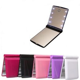 Foldable Make Up Mirror Rectangle Plastic 8 LED Light Up Cosmetic Vanity Mirrors For Women And Girls Pocket Beauty Supplies 8 9xq BB