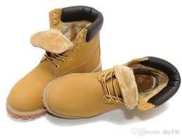 Taglia 36 ~ 45 Stivali da neve gialli invernali Stivali da moto da donna di marca da uomo Stivali da esterno impermeabili in pelle Scarpe da trekking in pelle di mucca NATALE