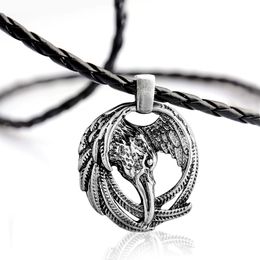 Pretty Slavic Pendant Necklace for Men Viking Jewellery Animal Leather Necklace