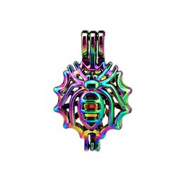 10pcs/lot Rainbow Colour Spider Web Beads Cage Locket Pendant Diffuser Aromatherapy Perfume Essential Oils Diffuser Floating Pom
