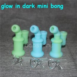 Mini Glass Dab Rig Water Bong Glow in the Dark Oil Rigs Frosted Coating Water Bongs Fluorescent Small Recycler Water Pipe