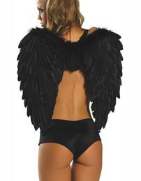 Большой 60*45 см перо белый черный Хэллоуин сексуальный темный падший ангел крылья Y1892611