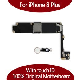 For iPhone 8 Plus 64GB 256GB Original Motherboard With Fingerprint iOS System Logic Board Mainboard With Touch ID Unlocked
