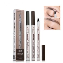 New Music Flower Liquid Eyebrow Pencil 3 Colours Eyebrow Enhancer Four Head Eyebrow 24 Hours Waterproof DHL shipping+Gift