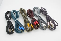 Dual Male AUX Audio Cable 1.8m/6ft 3.5mm Gold-plated Connectors Metal Braided Fabric Cord by DHL 100+