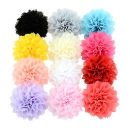 12pcs 3 inch Chiffon Lace Flower With Hair Clips Children's Floral Hair Clips 3d Flower Lace Hair Accessories HD742