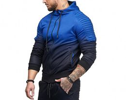 Mens Sports Jackets Moda 3D Design Slim Fit Sportswear 5 Cores Gradiente Com Capuz Camisolas Masculinas com Bolsos