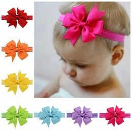 Hair Bow Headband DIY Grosgrain Ribbon Bow Elastic Hair Bands Tie For Newborn kids G irl Baby Hair Accessories 20pcs FD567