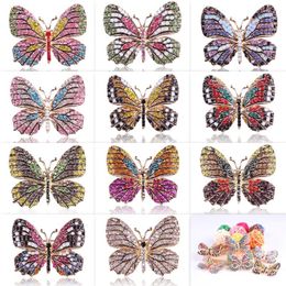 Fashion Colourful Rhinestones Brooches Alloy Plating Butterfly Animal Brooch Women Design Jewellery Full Rhinestone Exquisite Pins