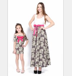 Mommy And Me Dresses Family Matching Clothes Mother And Daughter Dresses Family Matching Clothes Kids Parent With Waistband Printed Dresses