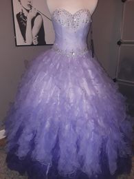 2020 New Hot Lilac Ball Gown Quinceanera Dresses Crystals For 15 Years Sweet 16 Plus Size Pageant Prom Party Gown QC1060