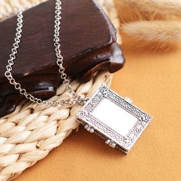 Fashion Vintage Photo Frame Locket Charm Necklace Ancient Silver Color Prison Gate Design Necklace for Men Jewelry Gifts