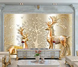 Home improvement 3D Wallpaper For Living room Modern elk wallpaper 3D Mural