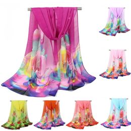 New Arrival Fashion Gorgeous Chiffon Scarves For Women Lady Outdoor Beach Sarongs Florial Pattern Scarf 7 Colours bikini Cover