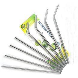 8.5 Inches/215MM Long 0.39inch /10MM Wide Reusable Stainless Steel Straws Metal Drinking Straws Home Party Wedding Bar Drinking Tools Barwar
