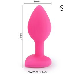 MaryXiong Heart Silicone Anal Plug Rhinestone Butt Plug Unisex Jeweled Adult Toy for Men Gay Anal Massager Trainer for Couples