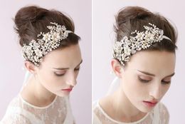 Copper wire pearl water drill bridal flower head with Crystal Hair Accessories Bridal Hair