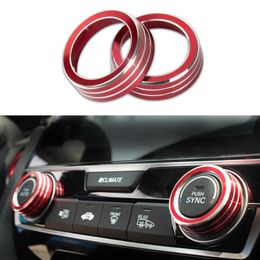 2pcs Red AC Air Condition Control Switch Cover Ring For Honda Civic 2016 2017