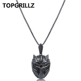 TOPGRILLZ Hip Hop Masquerade Mask Iced Out Cubic Zircon Pendant Necklace Men Jewelry Gifts With 60 cm Box Chain