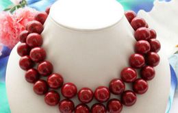 wholesale 32" 14mm nature round red coral bead necklace Jewellery Crystal Women