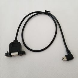 90 Degree Right Angle Mini USB B Male to USB B Female Data Cable Panel Mount with Screws For Printer