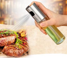 100ml Glass Oil Sprayer Pump Spray Bottle Olive Pump Spray Pot Vinegar Bottle Mist Cooking Kitchen Flavour Storage Organization SN330