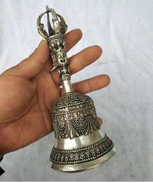 High :8inch/21 CM Home Decor Feng Shui Metal Hand Bell /Metal Decoration Crafts Tibetan Buddhism Lucky Bell