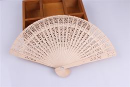 100pcs Chinese Aromatic Openwork wood carving fan Pocket Folding Hand Held Fans Elegent Home Decor Party Favors