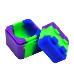 Colourful Square Nonstick 9ml Wax Containers Silicone Box Jars Tool Storage Jar Oil Holder Pill Boxes Multiple Use Hookah Accessories DHL