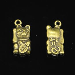 38pcs Zinc Alloy Charms Antique Bronze Plated lucky cat Charms for Jewellery Making DIY Handmade Pendants 23*11mm