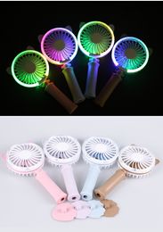 4 Colors USB Handheld Twist Cat Fan Electric Power Desktop Colorful Night Light Fan Mini Air Cooler Free shipping