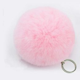 Fashion Artificial faux BIG Fur PomPom keychain leather Bag Ball fake rabbit fur pom pom Lovely Fluffy Key Chain poret key ring