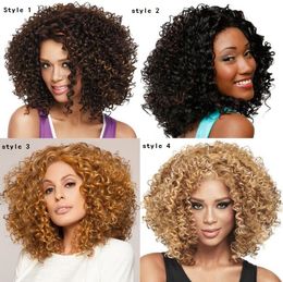 fashion Africa curly hair wig girl lady synthetic Explosive head wigs Blond color Short curly hair Wig luxury lace front wigs