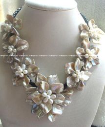 wholesale freshwater pearl sea shell flower 18.5" necklace