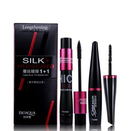 BIOAQUA Brand 2pcs/set Black Mascara Waterproof Silk Fibre Volume Double Effect Long Lasting Lengthening Curling Eyes Makeup