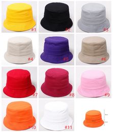 Solid Colour Beanie Caps Outdoor hat Children grid Bucket Hat Casual Flower Sun Printed Basin Canvas Topee kids fisherman Baby caps M979