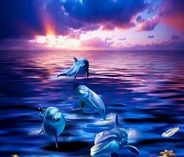 wallpaper for kids room Aesthetic Dolphins Rushes out of the Water Ocean World 3D Bathroom Living Room Floor