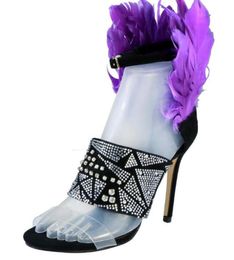 2018 women fashion party shoes purple feather sandals dress shoes rhinestone stud sandals open toe gold sandals thin heel